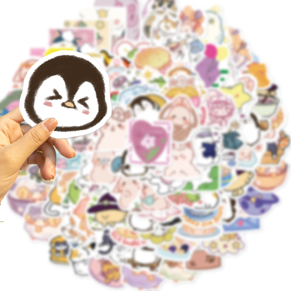 100pcs Cartoon Cute INS Style Animals 4 Stickers