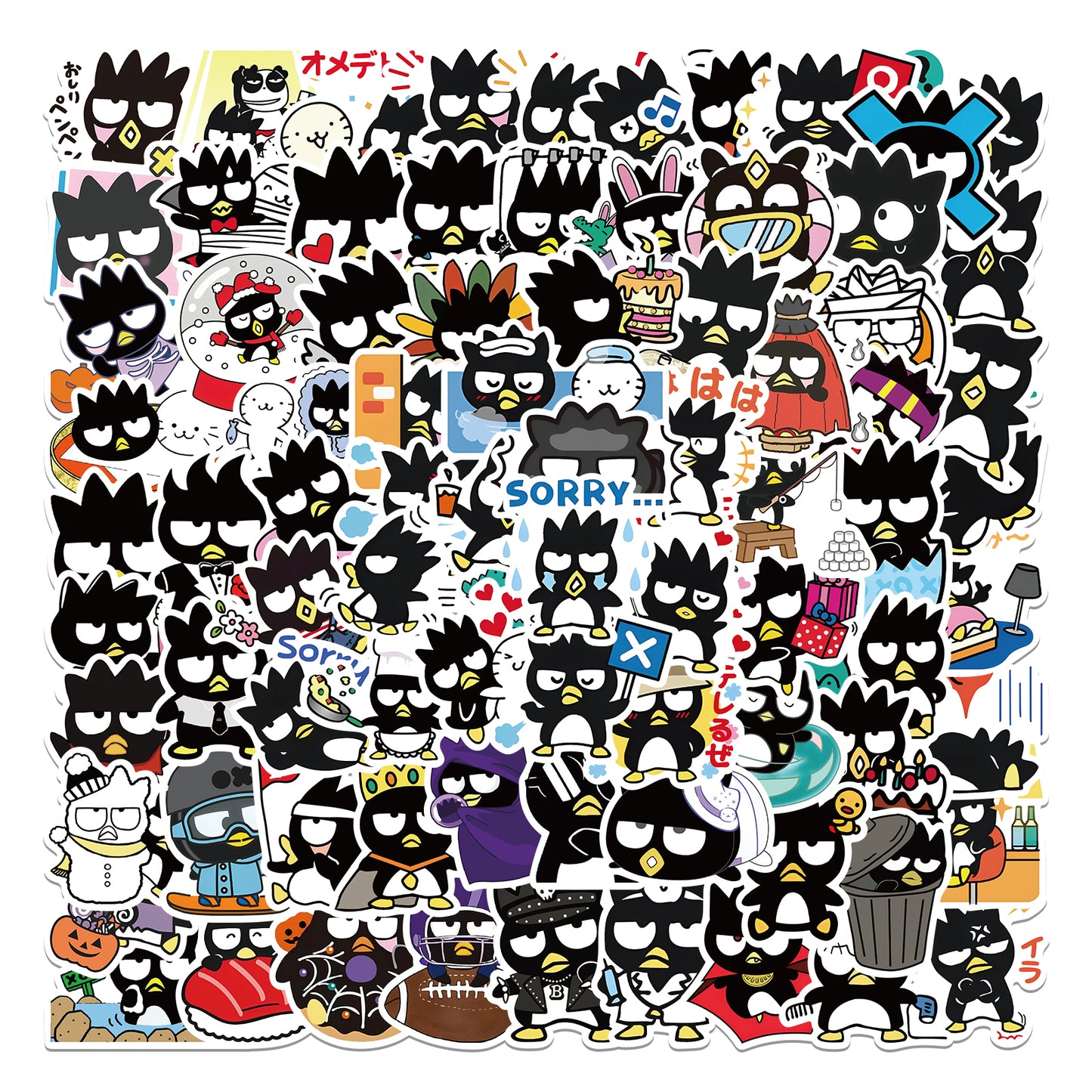 100pcs Cool Black Penguins Stickers Cartoon Animals