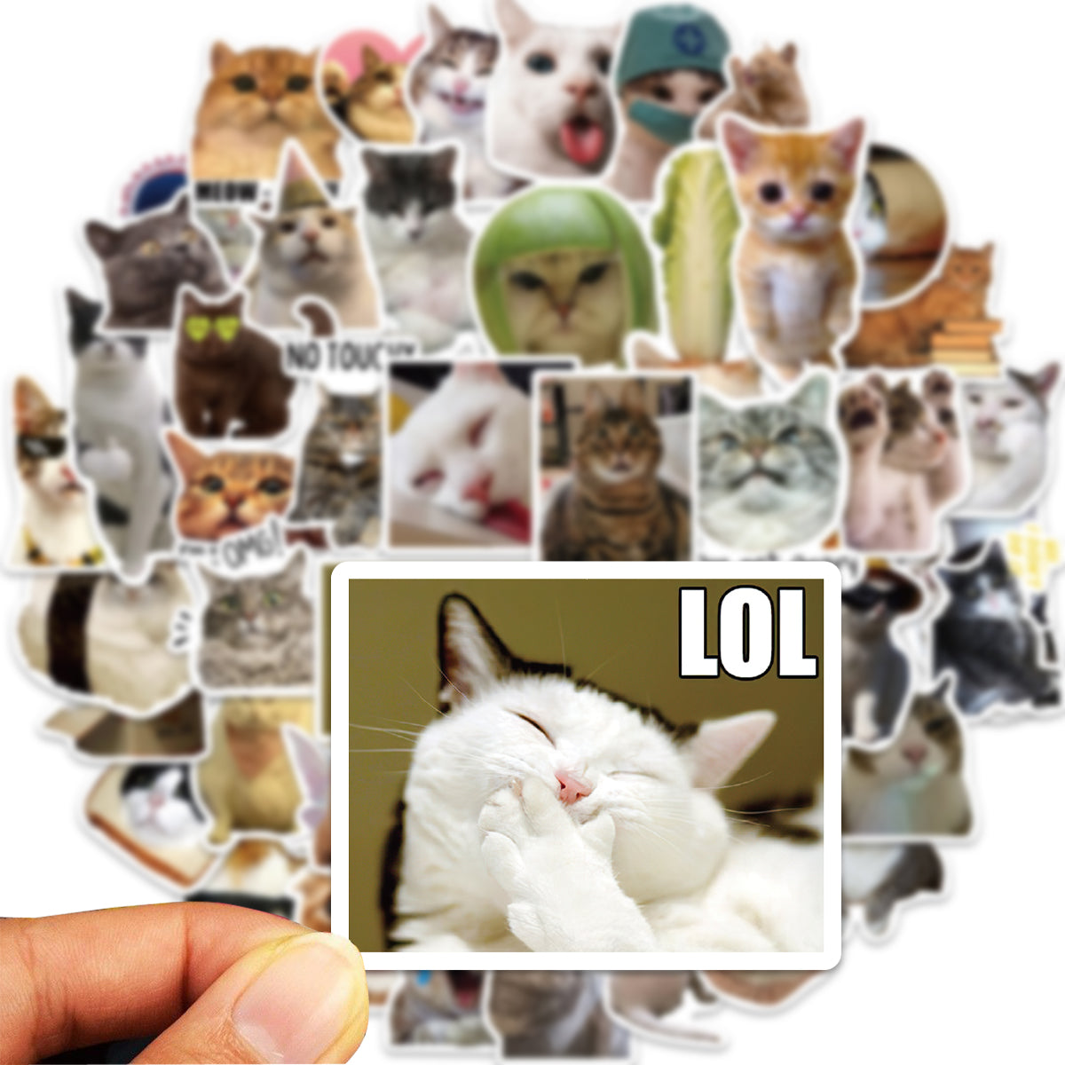 50pcs Cat Emoji Stickers Cute Animals