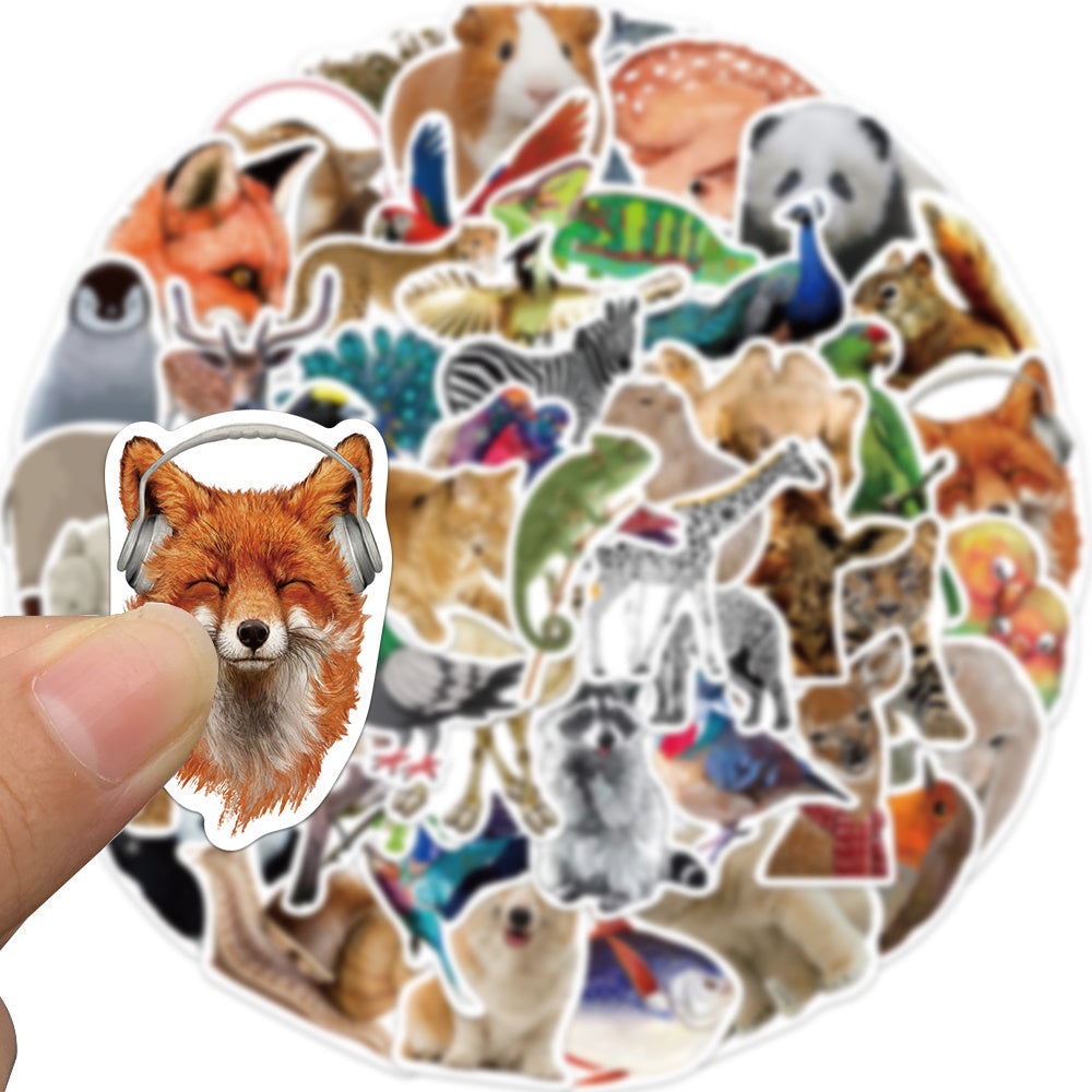 50pcs Animal Photos Rabbit Bear Stickers