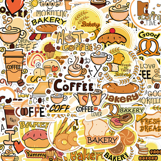 36pcs Bakery & Coffee Stickers Desserts Bread