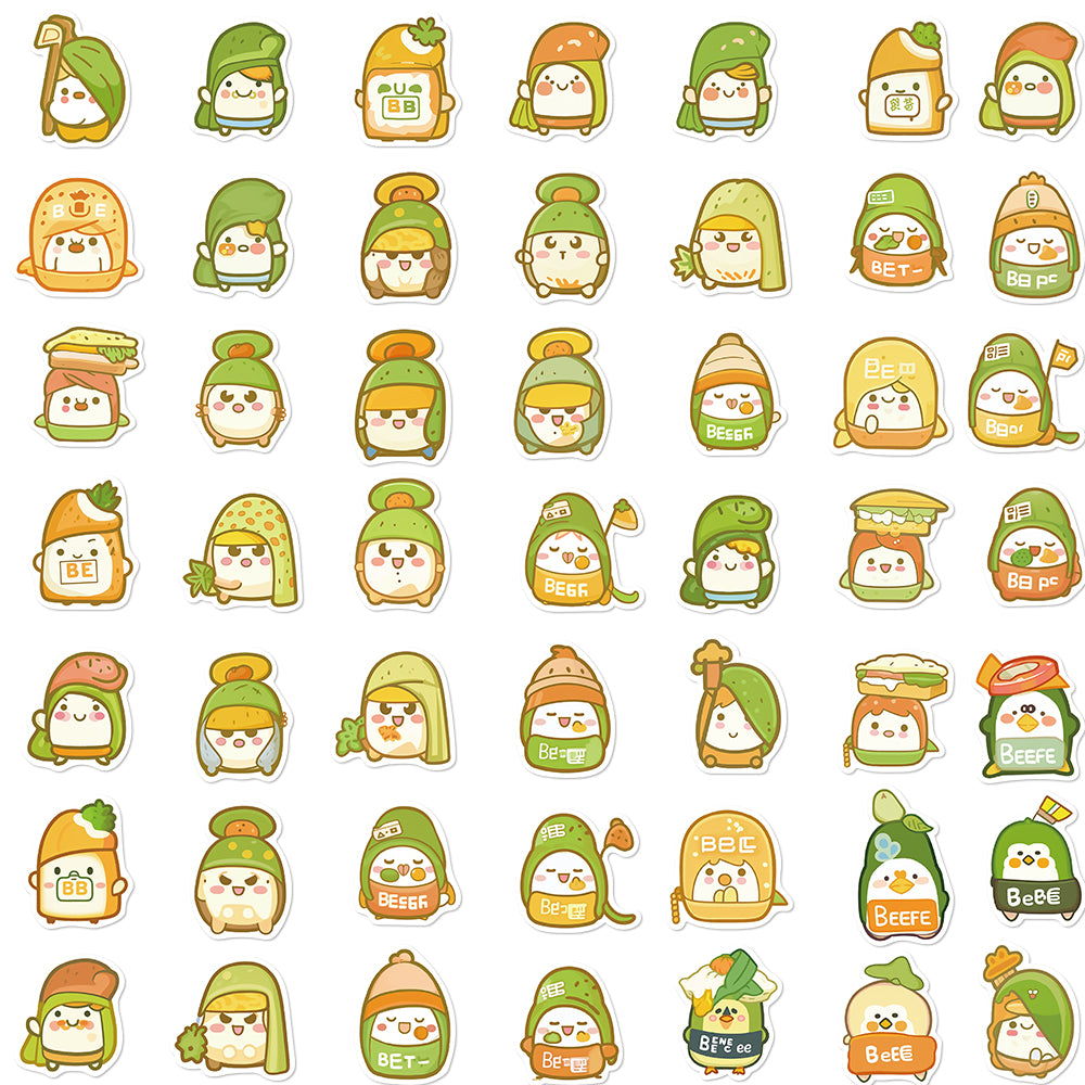 50pcs Food Cartoon Emoji Stickers