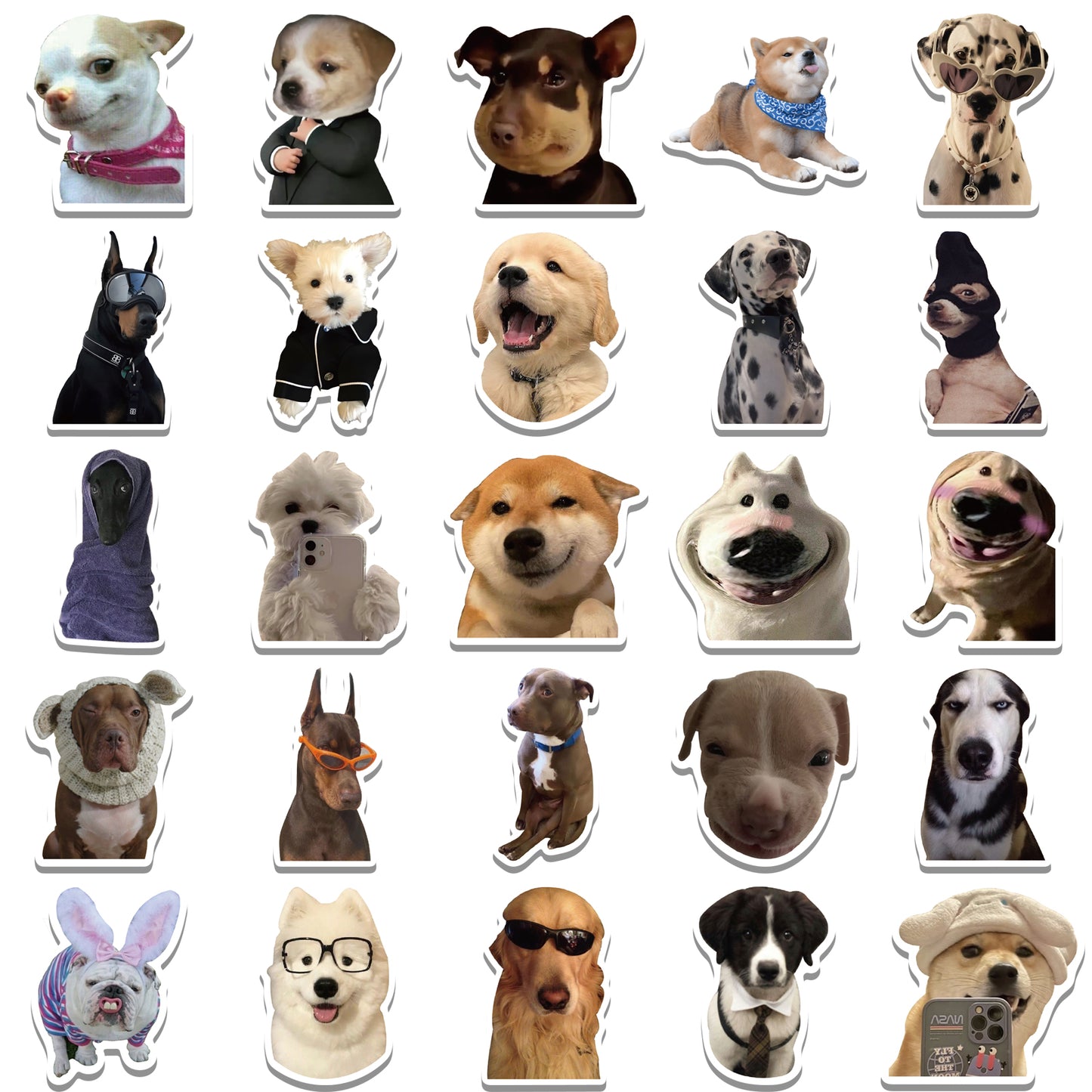 50pcs Dog Memes Stickers Cute Animals Funny Emoji