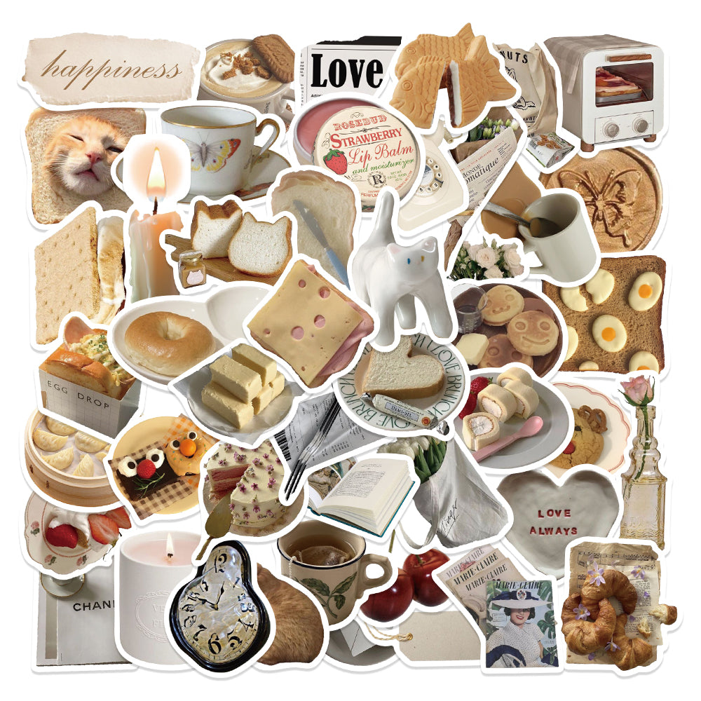 50pcs Food INS Style Stickers Bread Cheese