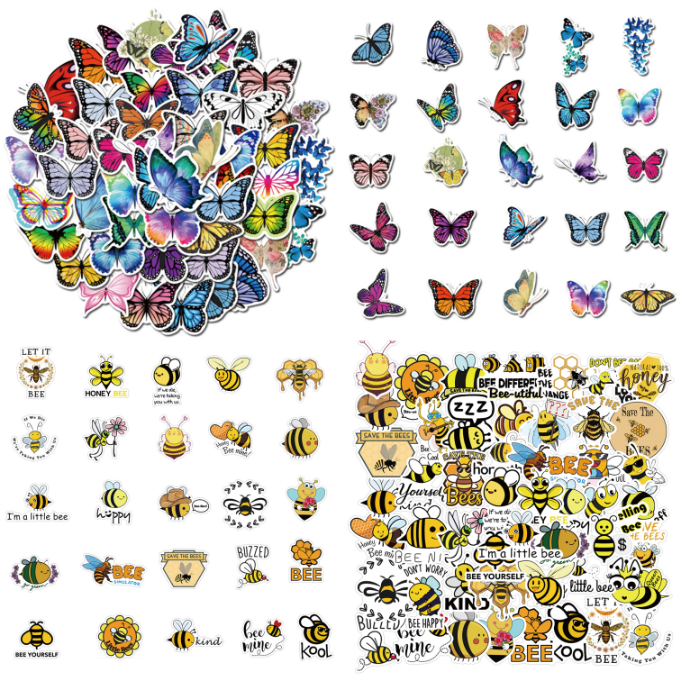 100pcs Butterfly&Bees Stickers