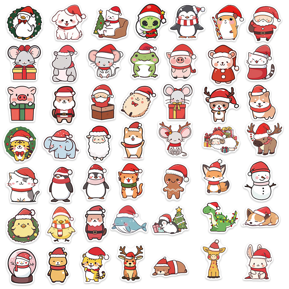 50pcs Christmas Animals Santa Gift Stickers