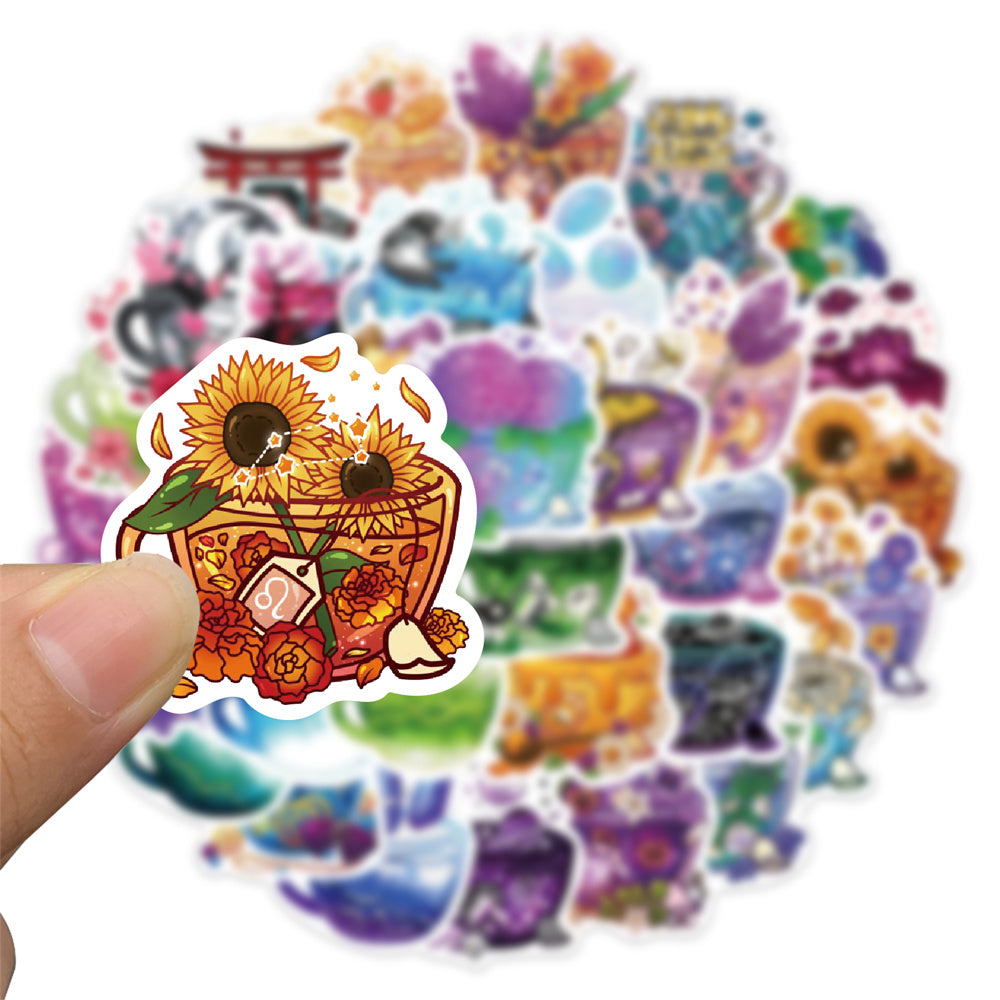 49pcs Flower Cups Cartoon Crystal Stickers