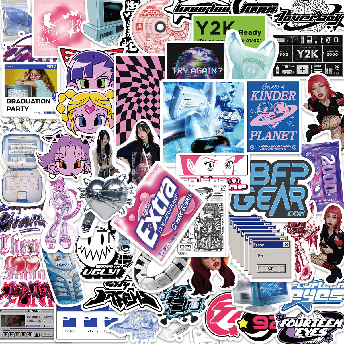 Y2k Sticker Clean 53pcs Y2K – AU Sticker World