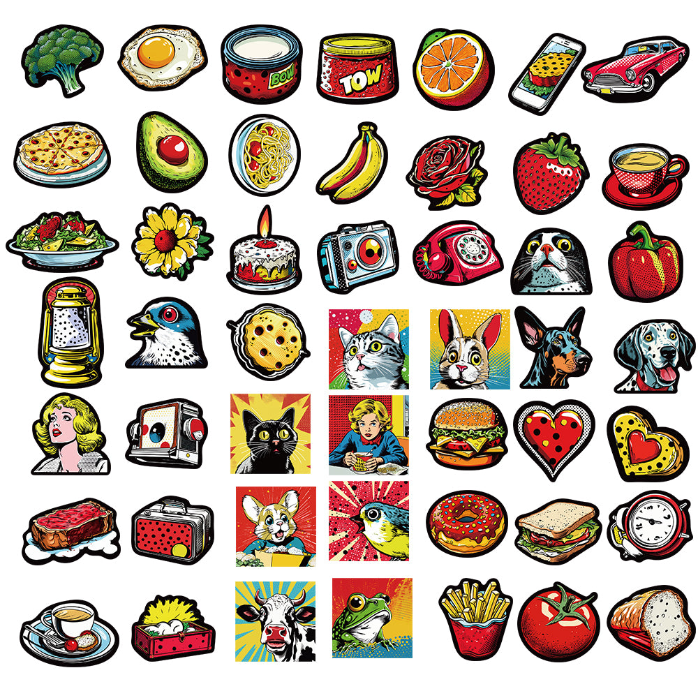 50pcs Retro American Vintage Broccoli Avocado Stickers