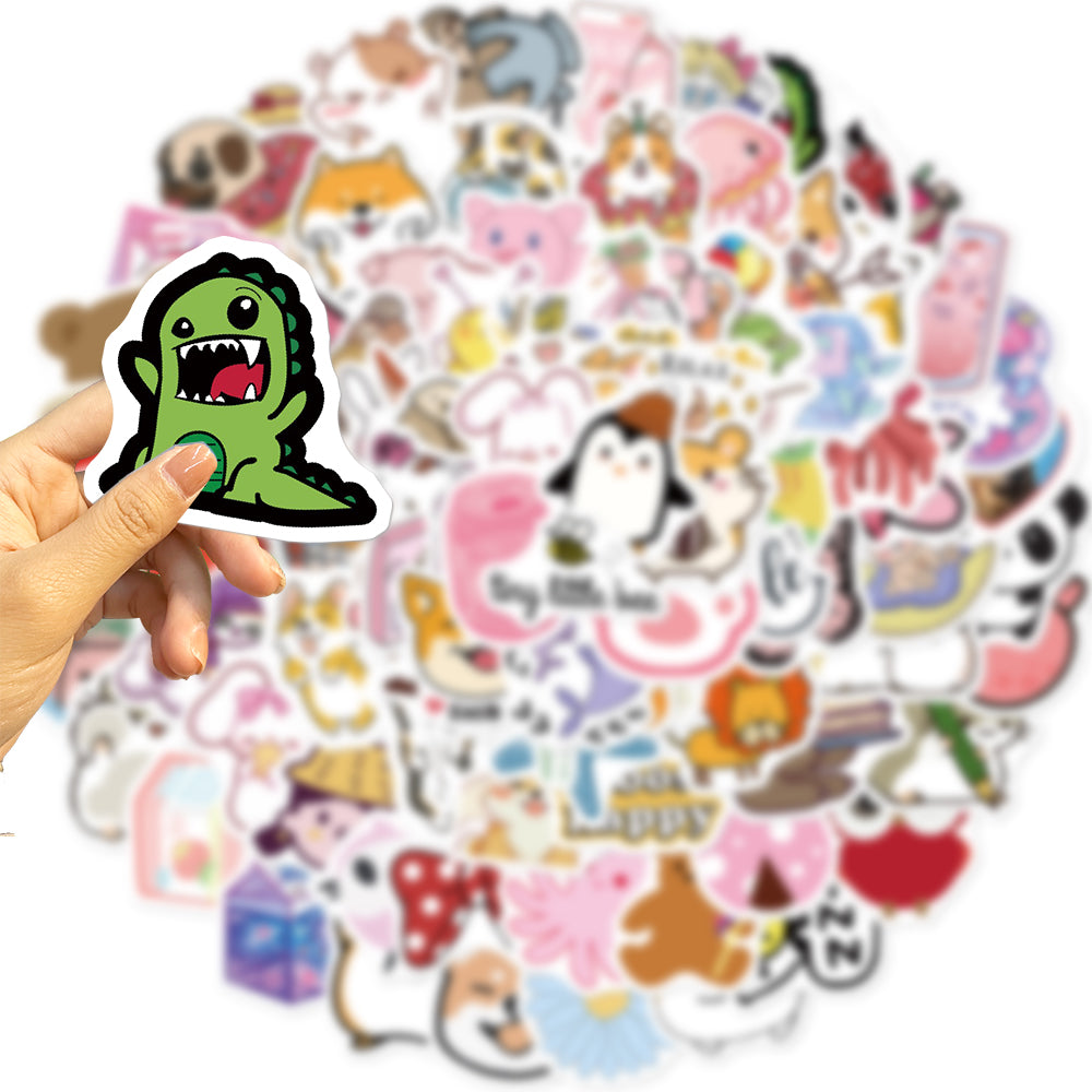 100pcs Cartoon Cute INS Style Animals 2 Stickers