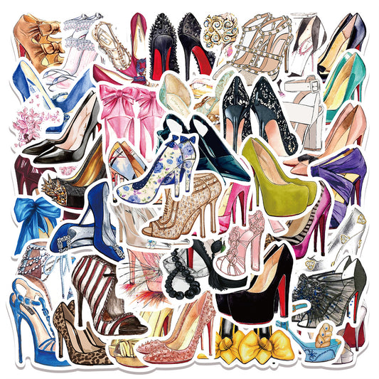 50pcs Colorful High Heels Crystal Shoes Stickers