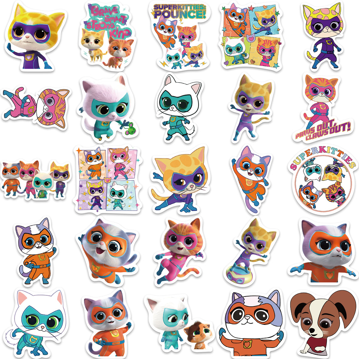 50pcs Disney Junior SuperKitties Stickers Cute Cartoon Animals Cats