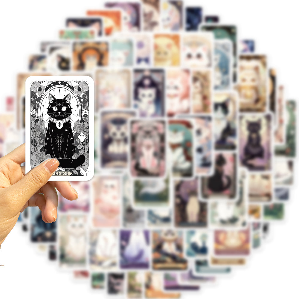 78pcs Cartoon Cat Tarot Cards Cute Animals Stickers