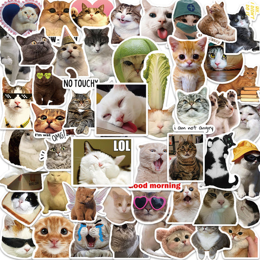 50pcs Cat Emoji Stickers Cute Animals