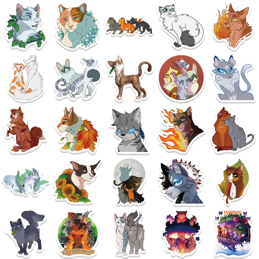 52pcs Warriors Cool Cartoon Cats Stickers