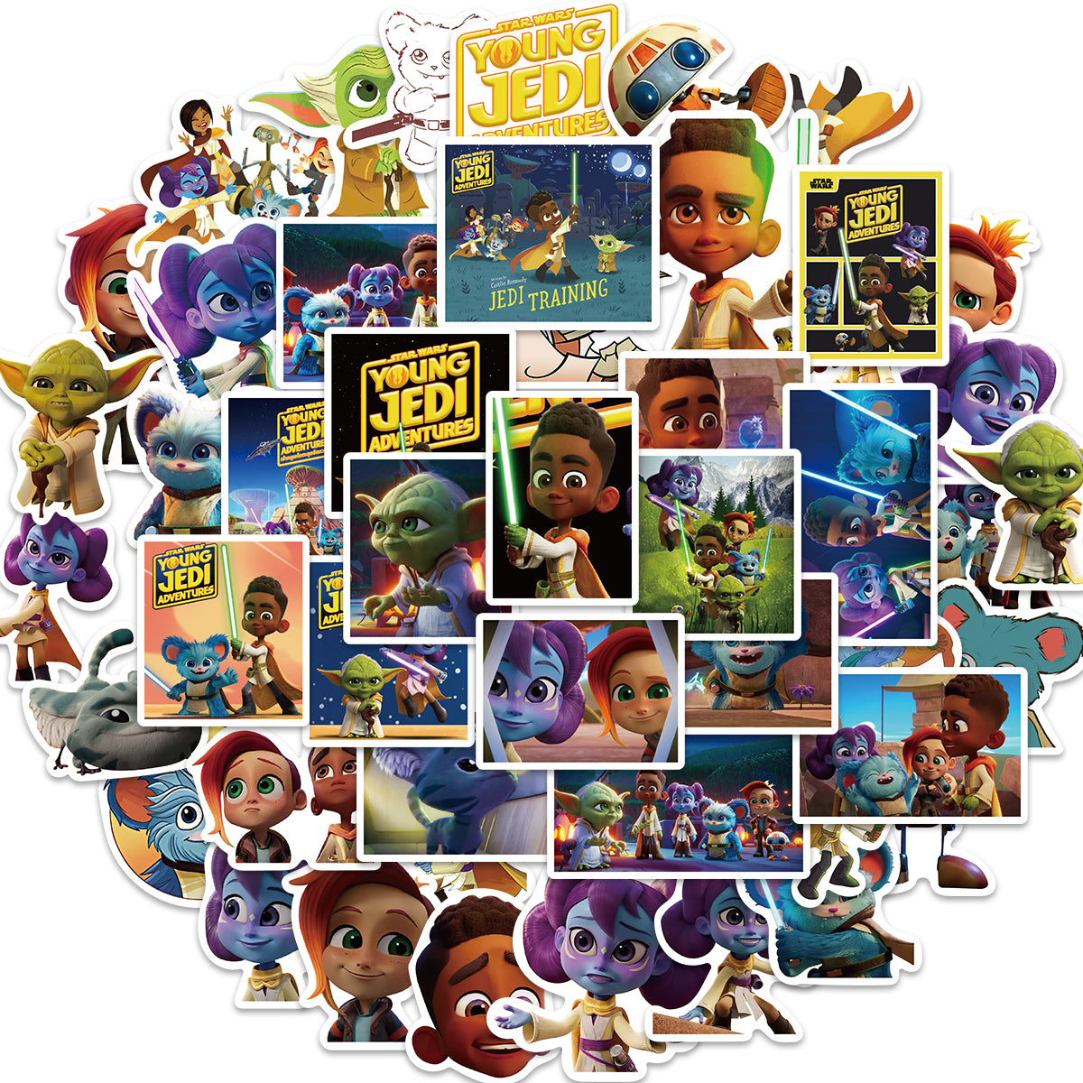 50pcs Young Jedi Adventures Stickers Adventure Action Cartoon