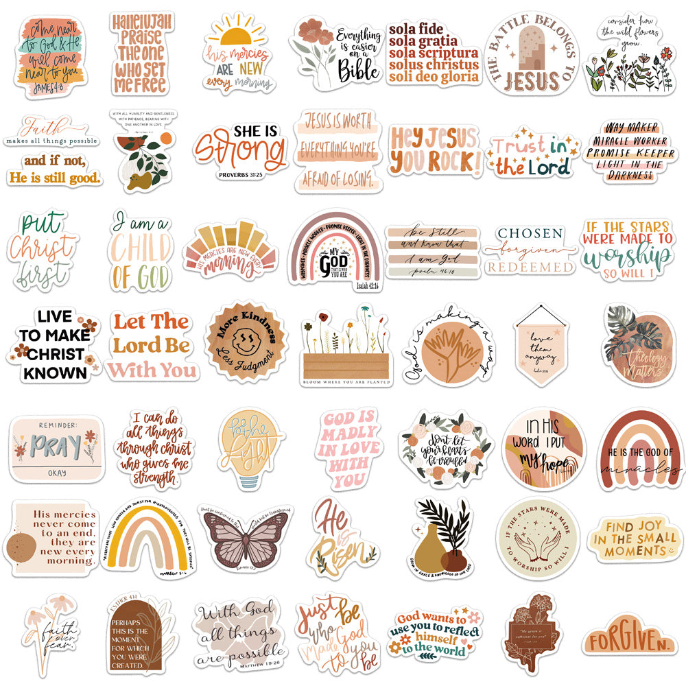 50pcs Bohemian Bible Pray God Stickers