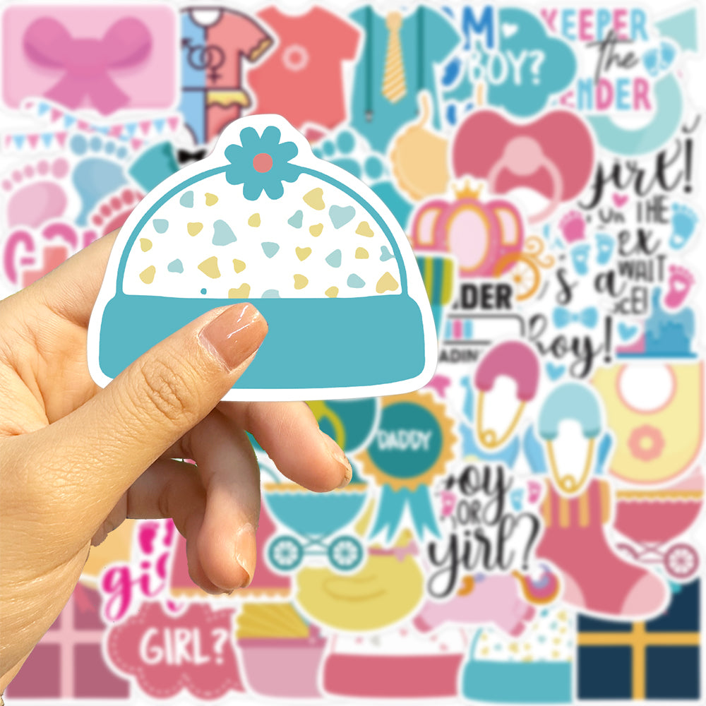 52pcs Baby's Gender Revealed Stickers Kds Cartoon Awards