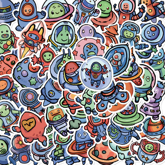 50pcs Cute Alien Airship Stickers