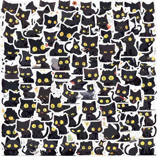 100pcs Black Cat Family Cute Animals Stickers