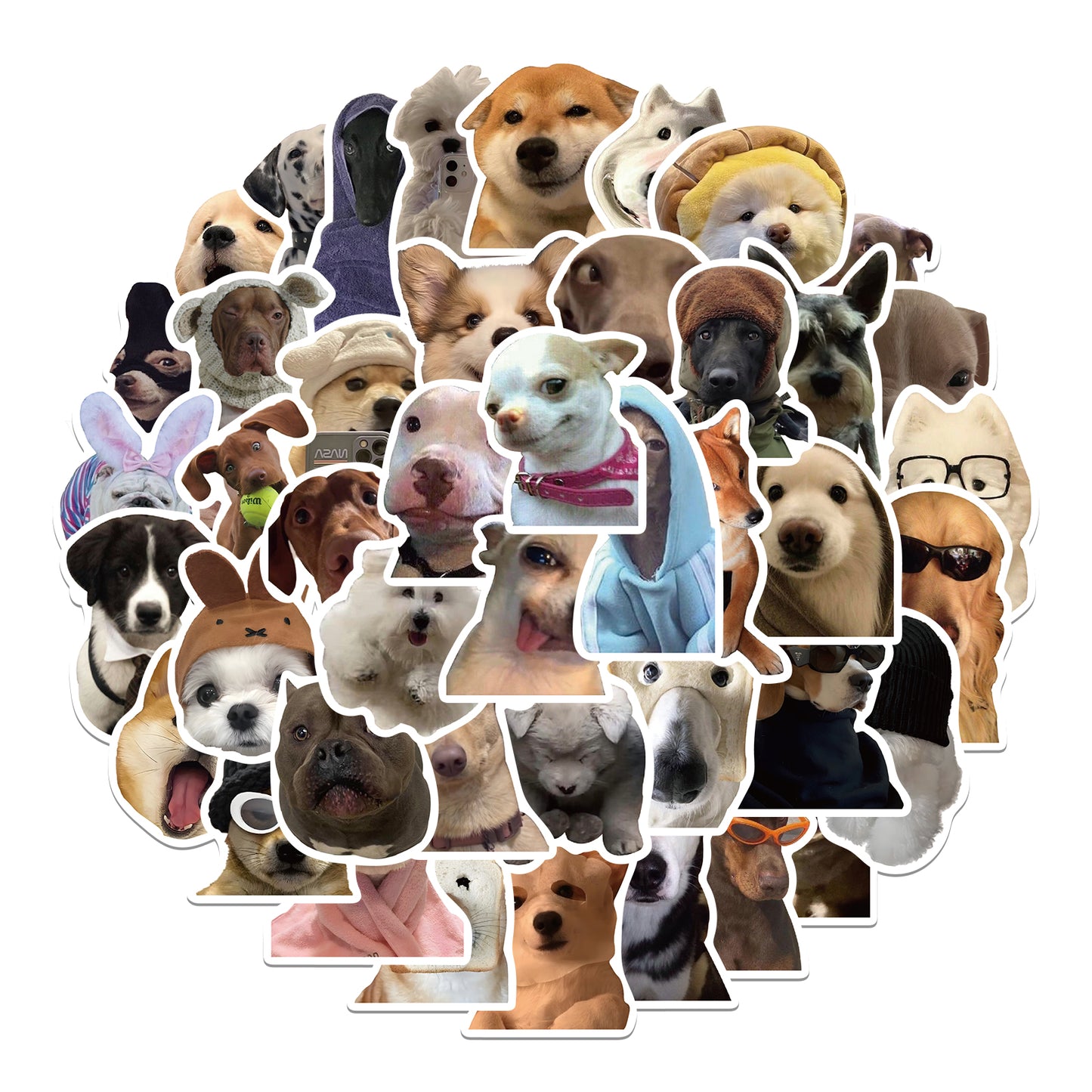 50pcs Dog Memes Stickers Cute Animals Funny Emoji