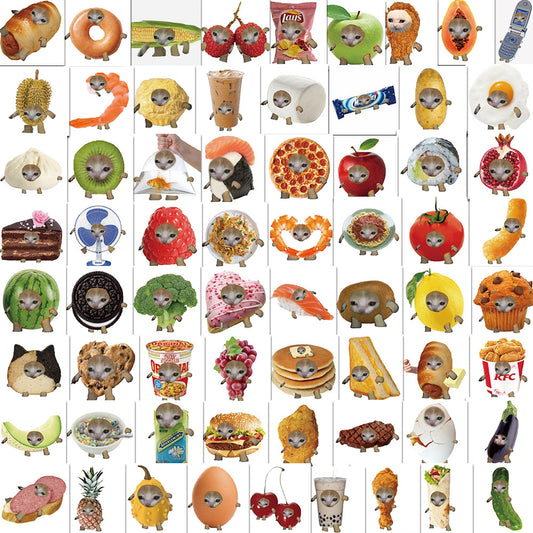 69pcs Cats & Food Stickers