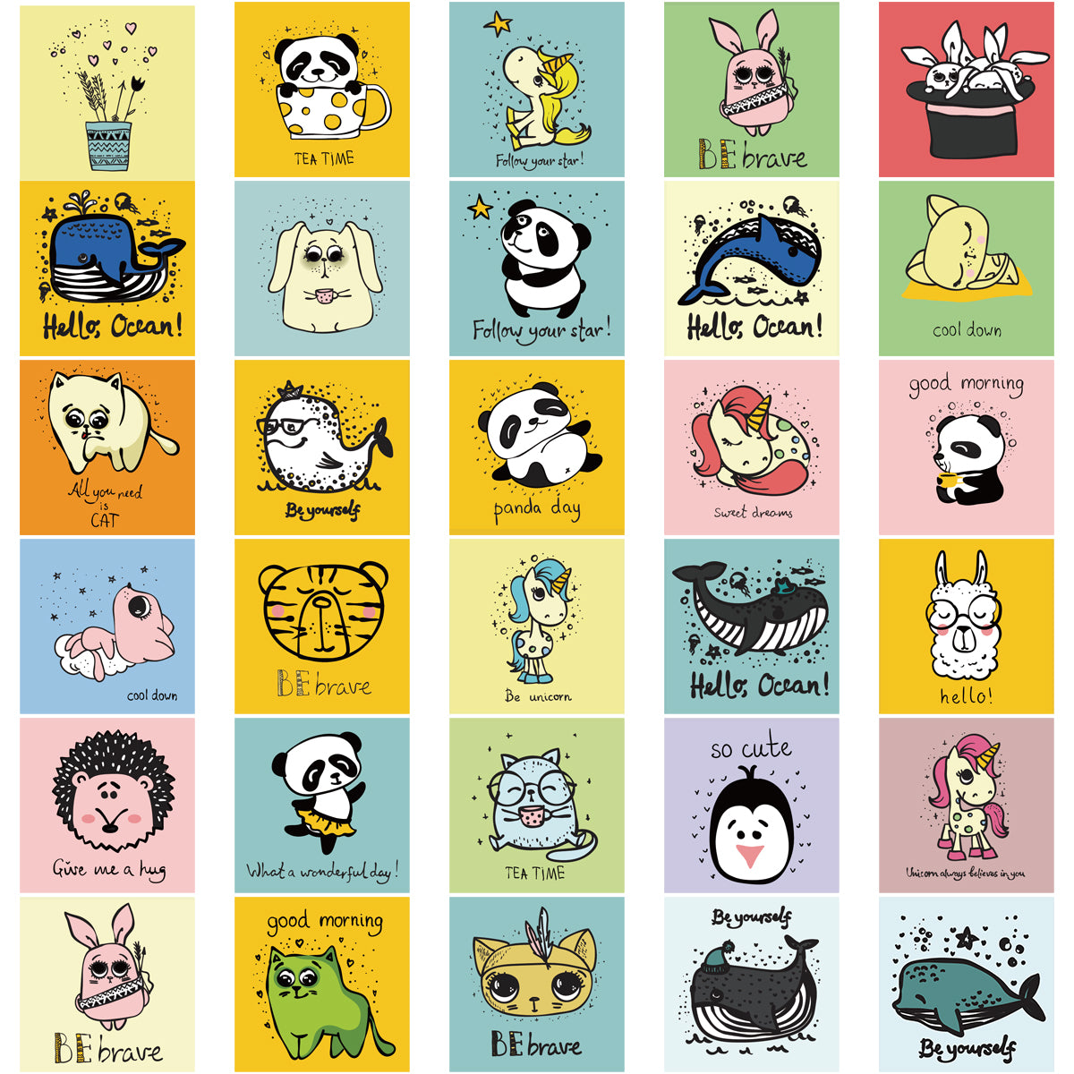 60pcs Card Cartoon Animals Stickers Awards for Kids Child