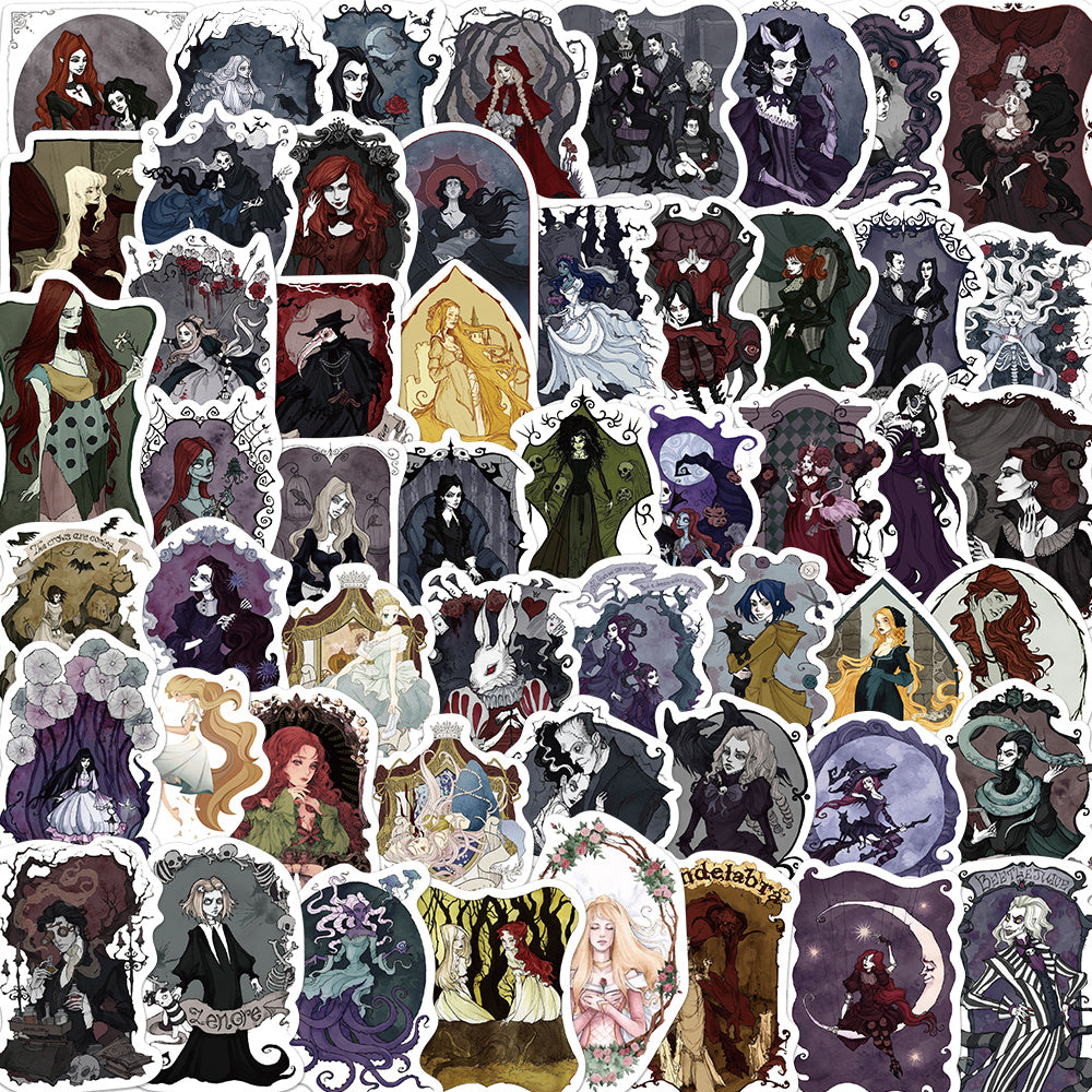 53pcs Gothic Anime Witch Princess Stickers