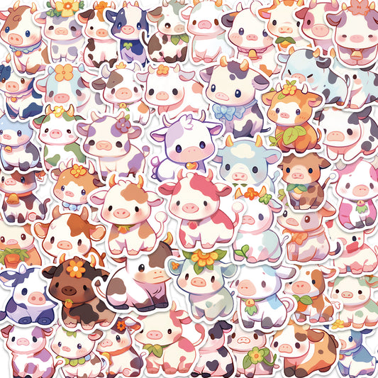 50pcs Rainbow Calf Milk Cow Cute Animals  Stickers