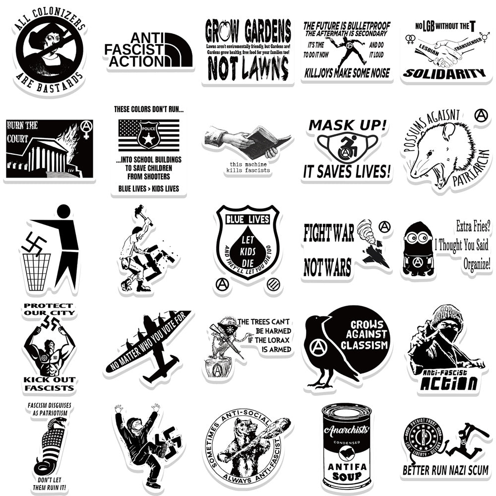 50pcs Anti Fascist Be Kind No War Stickers