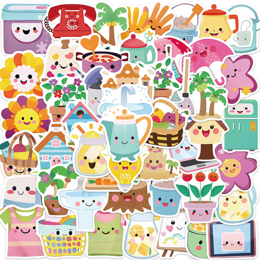 50pcs Cartoon Home Furniture Memes Decor Stickers