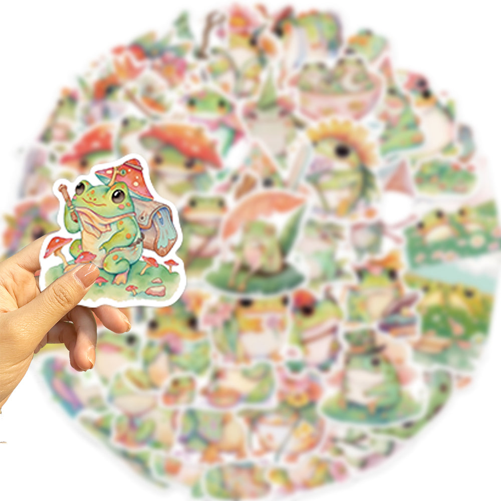 50pcs Colorful Juice Fat Frog Cute Animals Stickers