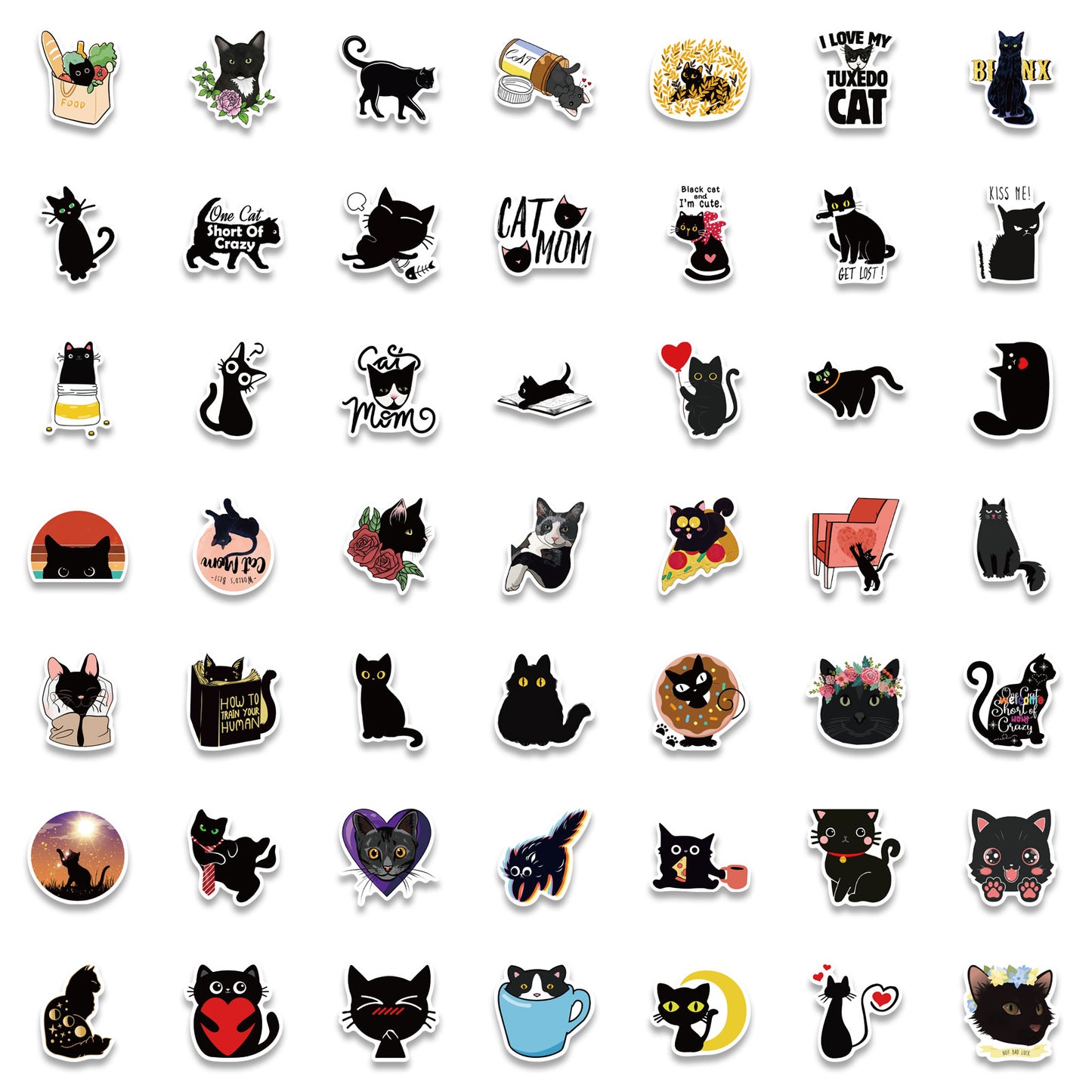 100pcs Black Cat Stickers