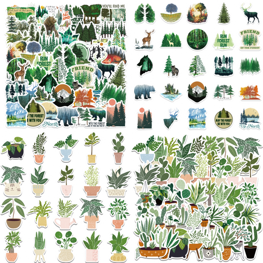 94pcs Green Plants Stickers Forest Lack Life