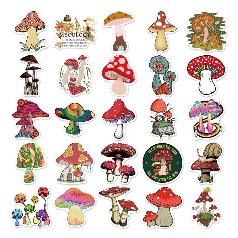 50pcs Mushroom Plants Fungi Stickers