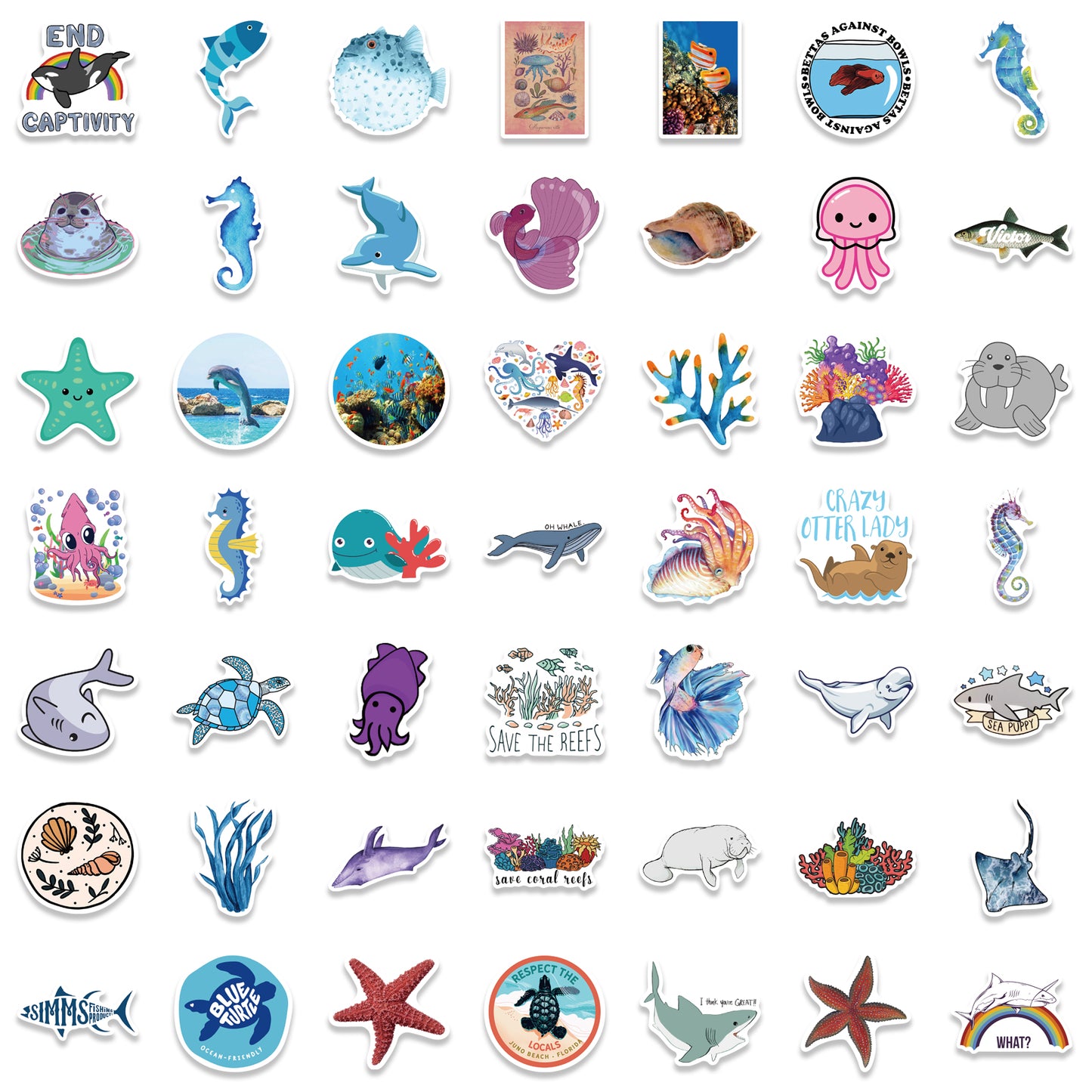 100pcs Marine Animals Stickers