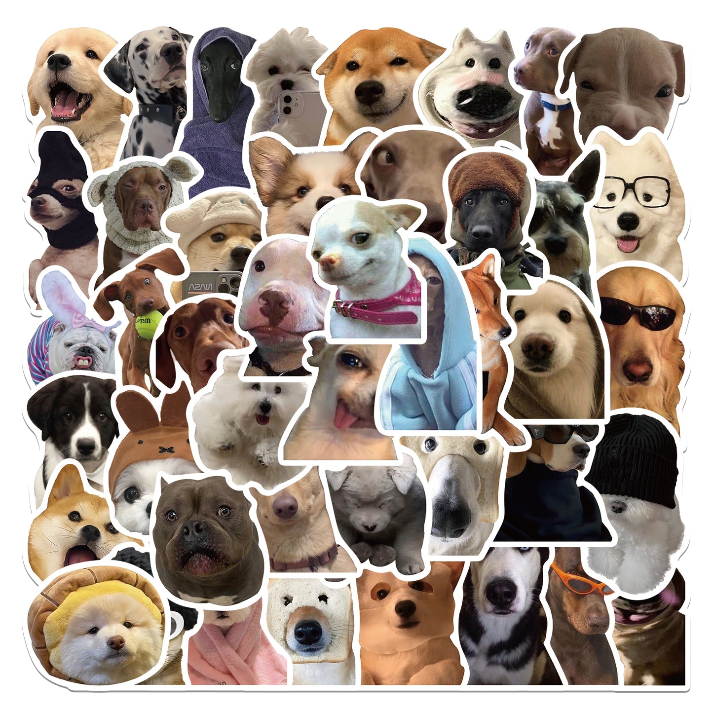 50pcs Dog Memes Stickers Cute Animals Funny Emoji