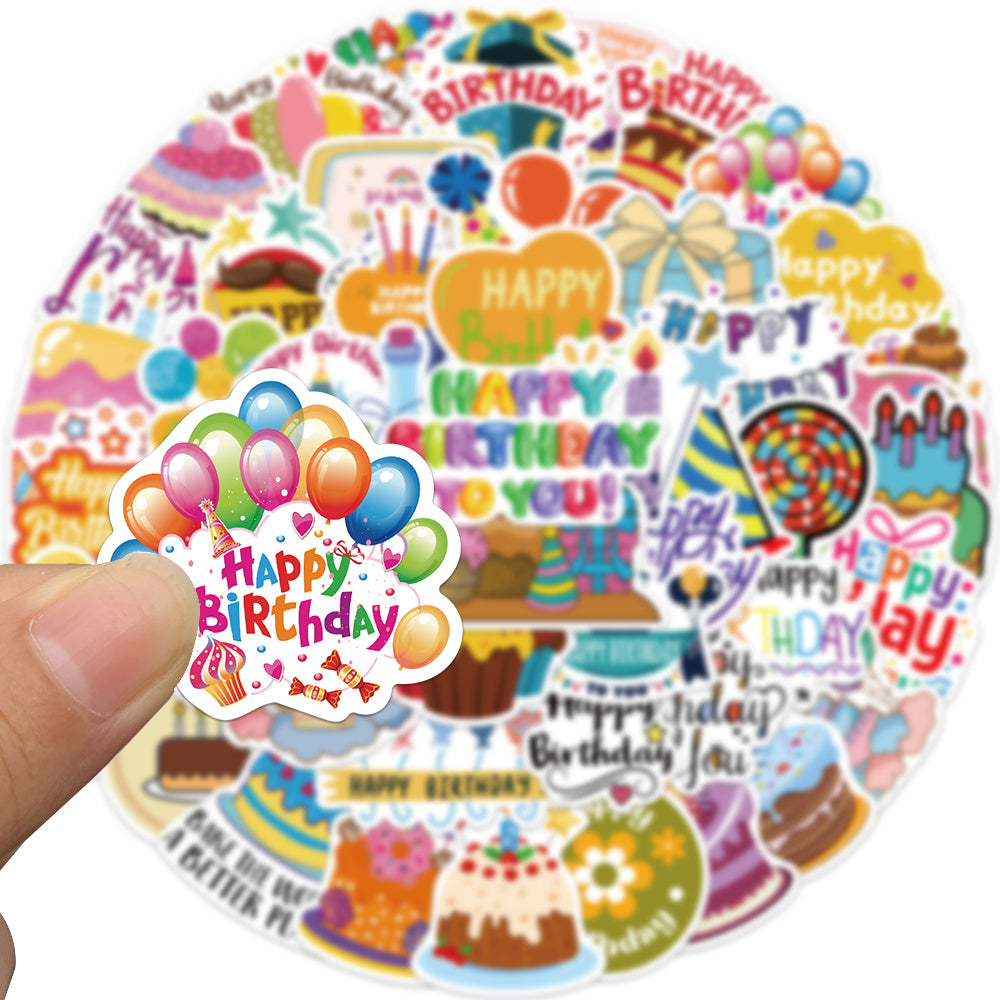 50pcs Happy Birthday 2 Celebrations Cartoon Decor Stickers