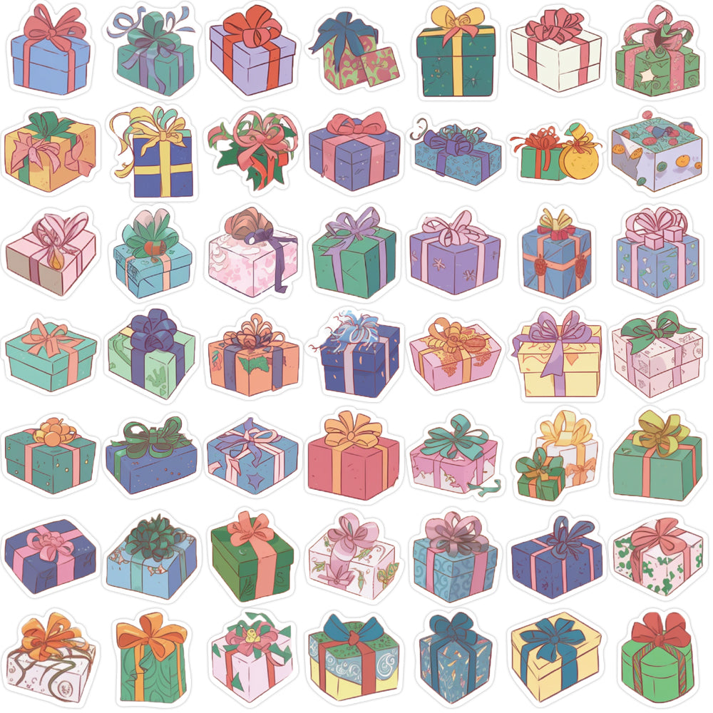 50pcs Gift Boxes Decor Package Colored Ribbon Stickers