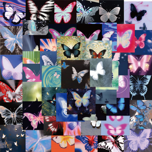 50pcs Psychedelic Butterfly Fly Insect Stickers