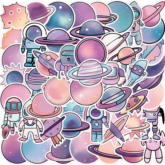 50pcs Planet Astronauts Rocket Stickers