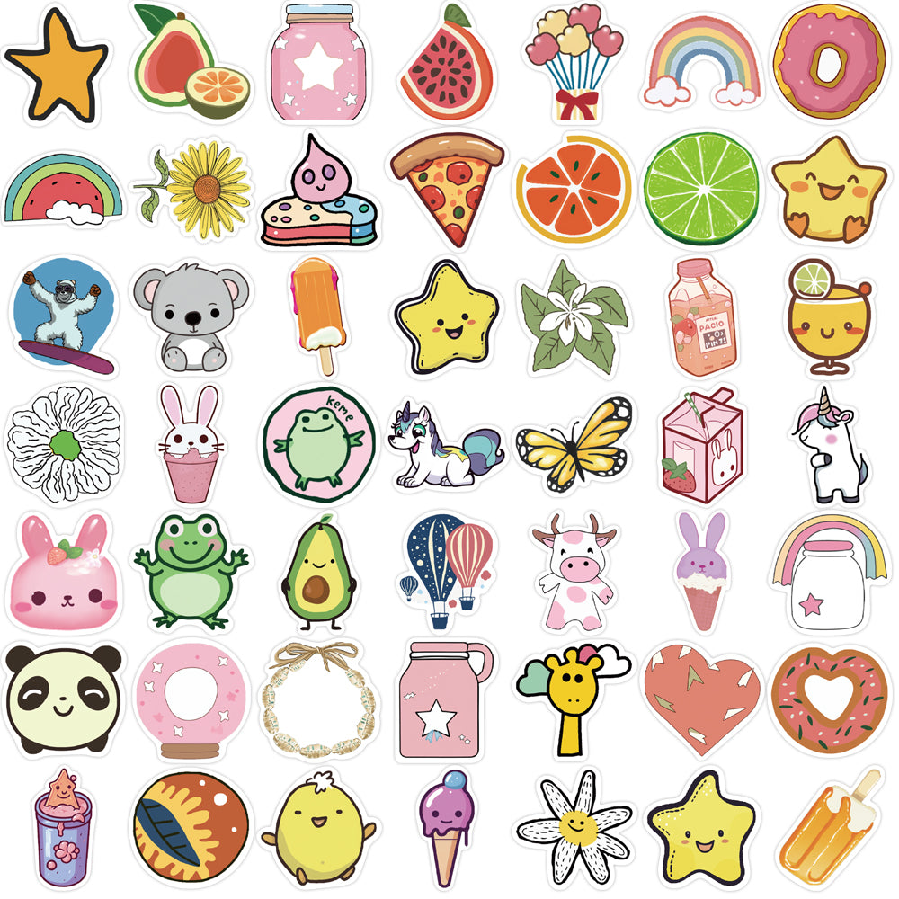 50pcs Pure Fresh Goods Cute Cartoon Stickers