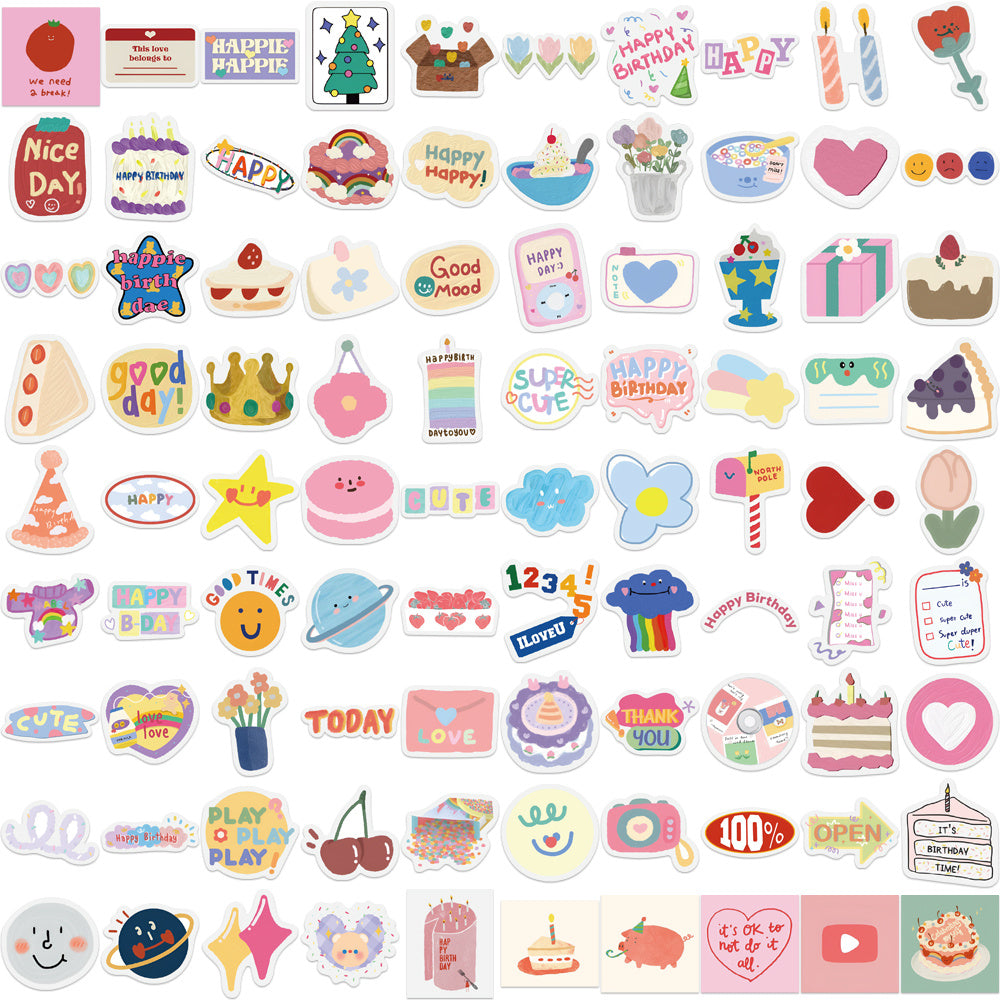 90pcs Happy Birthday Kids Cartoon Decor Stickers