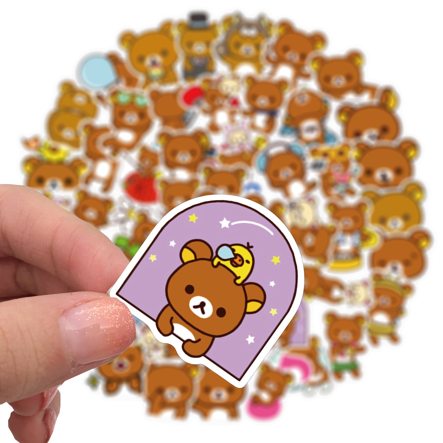 100pcs Line Brown Bear Stickers