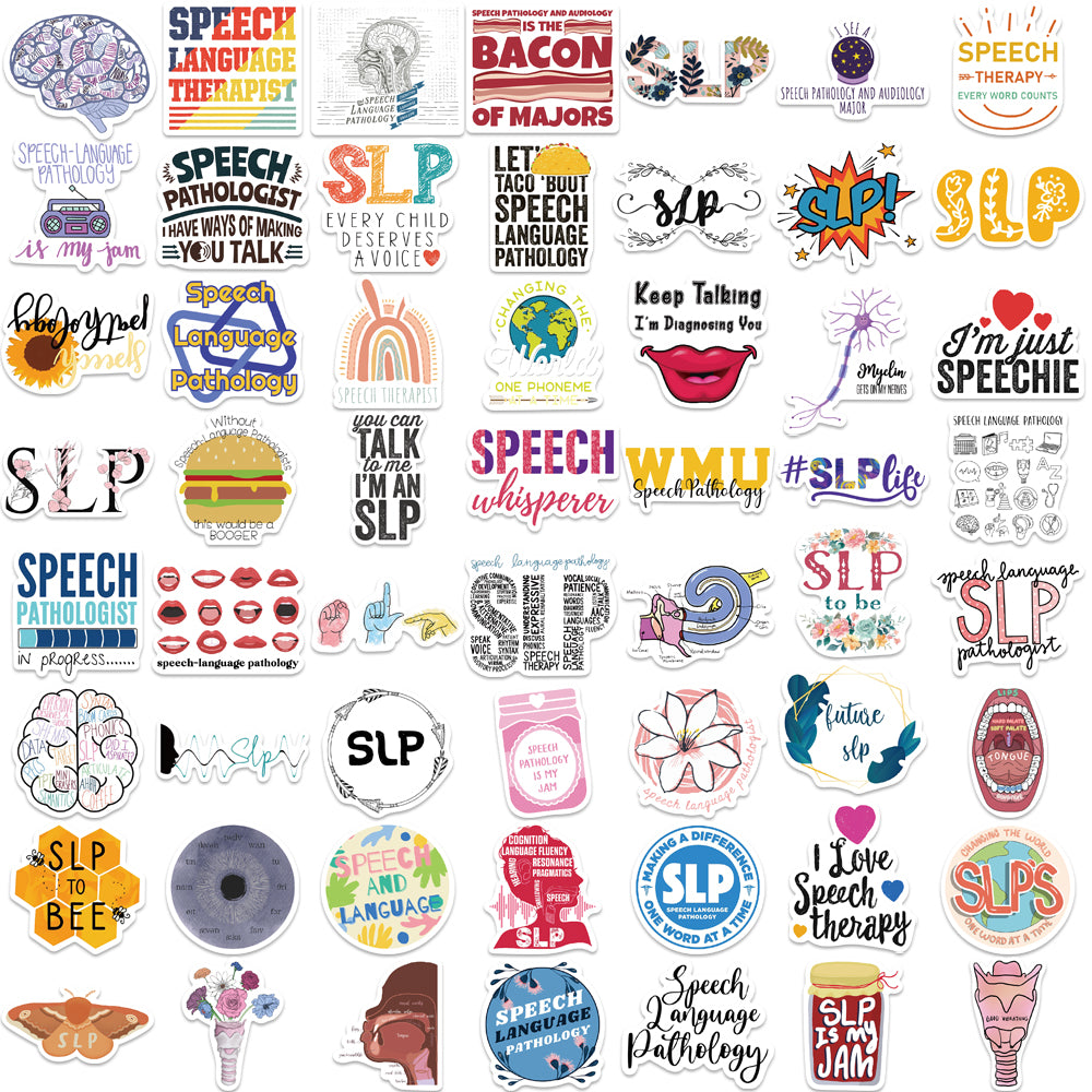 56pcs Speech Pathology Stickers SLP Therapy Health