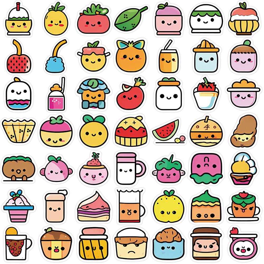 100pcs Cartoon Gourmet Fruit Drink Food Stickers