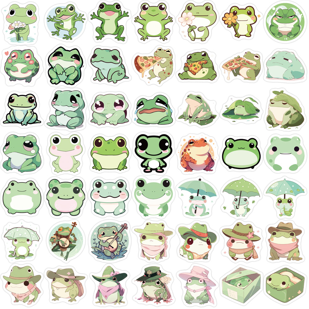 100pcs Green Cute Frogs Cartoon Animals Stickers