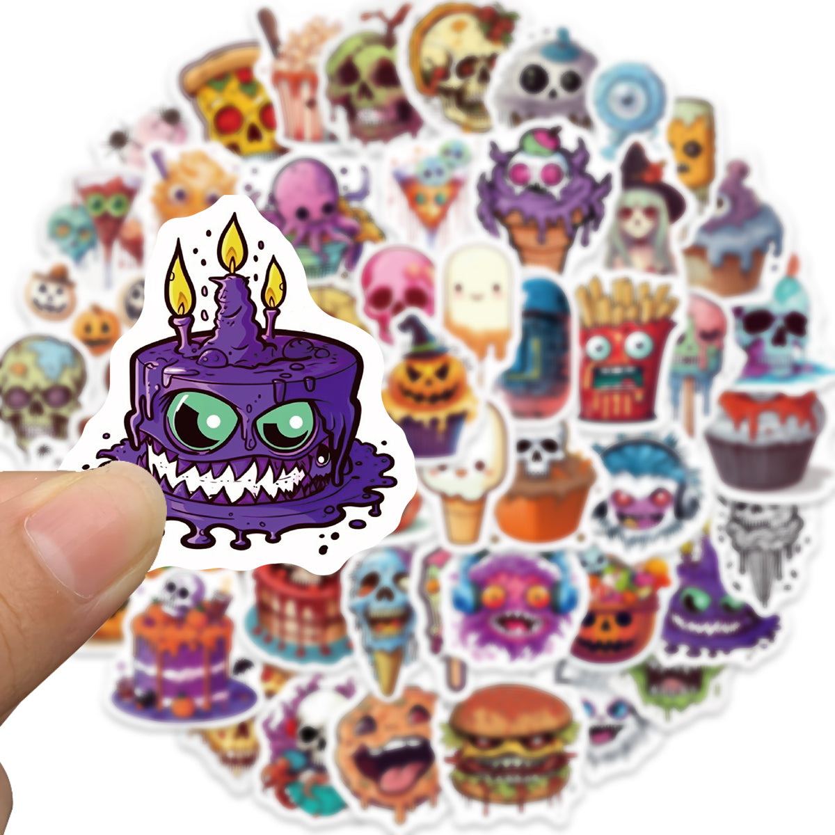 50pcs Halloween Scary Horror Food Ice-cream Stickers