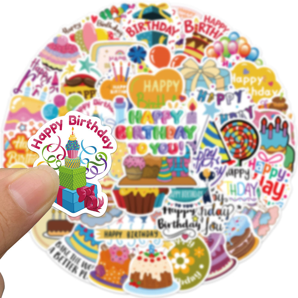 50pcs Happy Birthday 2 Celebrations Cartoon Decor Stickers