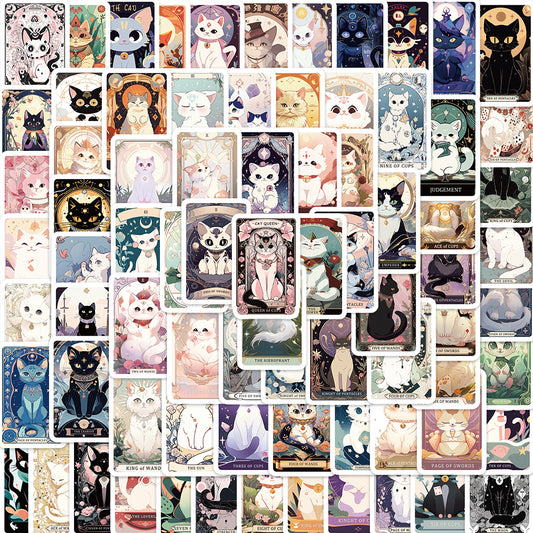 78pcs Cartoon Cat Tarot Cards Cute Animals Stickers